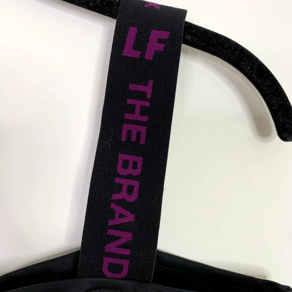 LF The Brand Black Crop Tank Top Large Black Purple Logo Athleisure Athletic - Picture 2 of 6